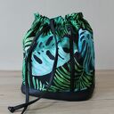 Worek Sakiewka - monstery i tropikalne liście, torebka hobo na ramię handmade
