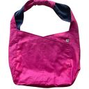Torba lniana dwustronna 100% naturalny len 49x38 cm na ramię - różowy i granatowy