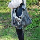 TORBA LNIANA DUŻA z HAFTEM 100% NATURALNY LEN 55x48 cm DMUCHAWIEC