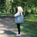 TORBA LNIANA DUŻA z HAFTEM 100% NATURALNY LEN 55x48 cm DMUCHAWIEC