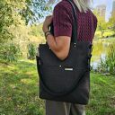 Pojemna torba shopper na ramię w kolorze gorzkiej czekolady