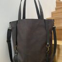 Torba tote XXL ciemny brąz - handmade na ramię, wegańska