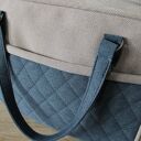 Torba miejska na ramię beż i granat - elegancka, pikowana, handmade (A4)
