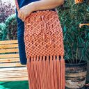 Ręcznie robiona torebka na ramię z sznurka - makrama boho z frędzlami