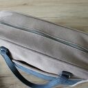 Torba miejska na ramię beż i granat - elegancka, pikowana, handmade (A4)