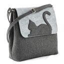 Duża torebka filcowa na ramię - Listonoszka z Kotem - Szary i grafit