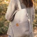 Torebka na ramię z plecionki tapicerskiej Beżowa