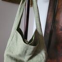 Torba lniana dwustronna na ramię z lnu 100% - 49x38 cm (zielone i oliwkowe paski)