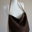 Pikowana torba hobo w brązie - na ramię, groszki handmade