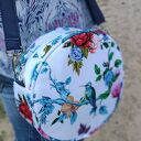 Round Bag - niebieskie kolibry - torebka na ramię handmade