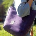 Duża zamszowa torba Shopper Fioletowa