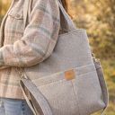 Torebka na ramię z plecionki tapicerskiej Beżowa