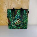 Kolorowa torebka shopper na ramię z kosmetyczką i portfelikiem