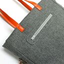 Shopper Bag - tkanina szara i skóra ruda
