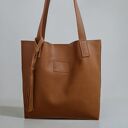 Shopper Bag brązowa karmel. Shopperka z frędzlami skóra naturalna