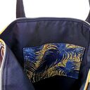 Wodoodporna duża shopperka na ramię - złote pióra handmade