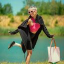 Skórzana torba worek na ramię - torebka plażowa z kieszenią na zamek