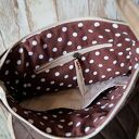 Pikowana torba hobo w brązie - na ramię, groszki handmade