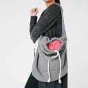 torba dzianinowa worek szaro - koralowa