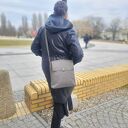 Szara listonoszka z klapką Ada na ramię - ręcznie szyta, wodoodporna
