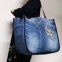 Duża torba na ramię z upcyklingu jeansu JEANS 73 od Majunto