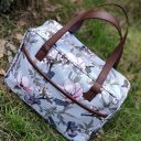 Torba miejska na ramię - Irysy vintage (handmade, wodoodporna, A4)