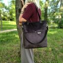 Torba shopper w kolorze gorzkiej czekolady - welur