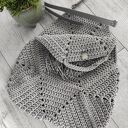 Szara torba ze sznurka na ramię - szydełkowa torebka handmade zapinana na magnes