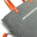 Shopper Bag - tkanina szara i skóra ruda