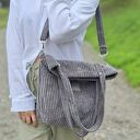 Sztruksowa torebka z kieszeniami Szara