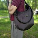 Torebka typu hobo gorzka czekolada -welur