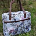 Torba miejska na ramię ptaki i kwiaty z czarnymi rączkami - handmade