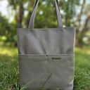 Torba shopper w kolorze szarym - skóra naturalna