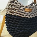 Ręcznie robiona torba Boho Wave Bag na ramię - czarno-beżowa