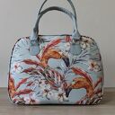 Kuferek Flamingi Vintage na ramię - elegancka i pakowna torebka handmade