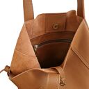 Shopper Bag brązowa karmel. Shopperka z frędzlami skóra naturalna