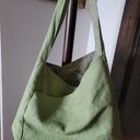 Torba lniana dwustronna na ramię z lnu 100% - 49x38 cm (zielone i oliwkowe paski)