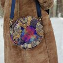 Round Bag - kwiaty, torebka na ramię - elegancki prezent dla kobiet