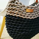 Ręcznie robiona torba Boho Wave Bag na ramię - czarno-beżowa