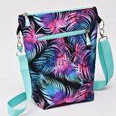 Torebka listonoszka wodoodporna, torba na ramię, mała torebka przez ramię pióra tęczowe czarne