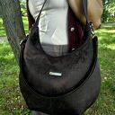 Torebka typu hobo gorzka czekolada -welur