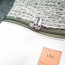 Kremowo-szałwiowa torba shopper z nubuku na ramię - pojemna i ręcznie wykonana