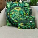 damska shopperka z kosmetyczką torebka miejska na ramę - liście