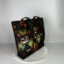 Torebka shopper A4 z kosmetyczką w koty na ramię