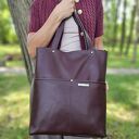 Torba typu shopper w kolorze burgundowym - skóra naturalna