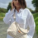 Torebka z puchatej tkaniny w pepitkę Różowa