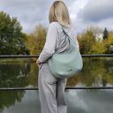 Torba typu hobo w kolorze miętowym skóra naturalna