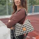 Torebka w pepitkę z puchatej tkaniny Beżowo-Czarna