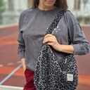 Torba worek z żakardowej tkaniny w panterkę - szara