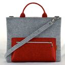 Torebka laptopówka minimalistyczna - filcowa na laptopa szara i czerwona, torba